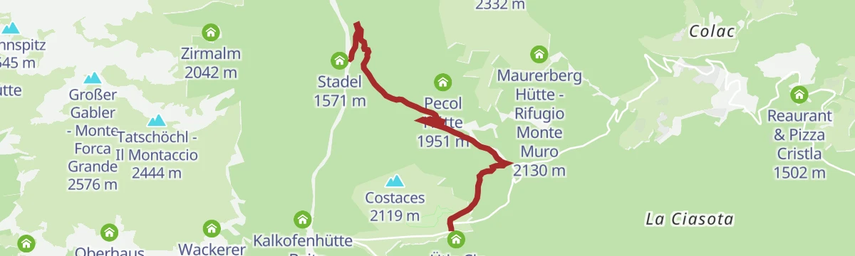Route map: From parking slot Stadl to Würzjoch